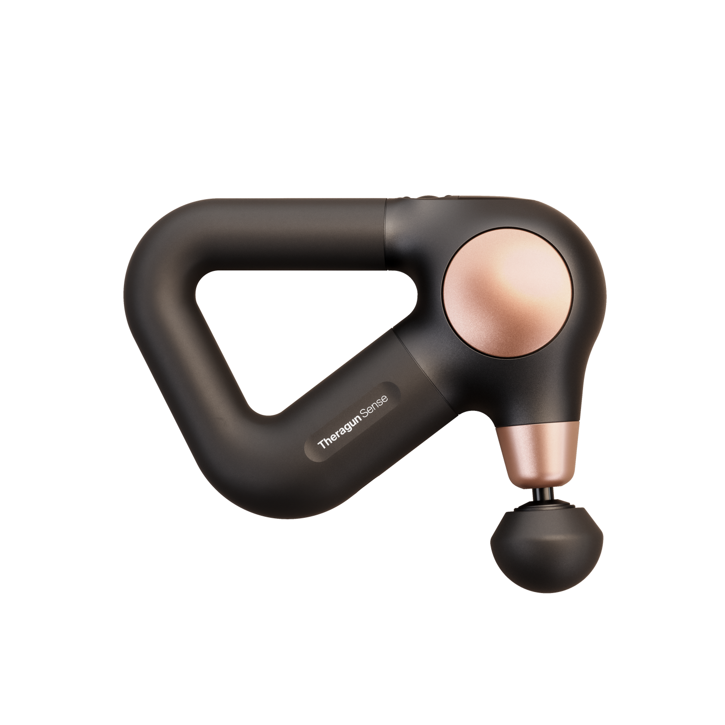 Therafun Sense 2, a Black and rose gold massage gun on a white background